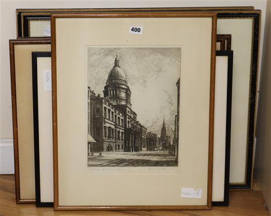 Six prints and engravings, various,